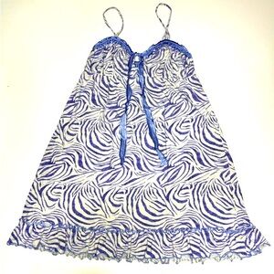 Kathryn Women’s Zebra Print Ruffle Hem Babydoll Chemise Slip Dress Nightgown M